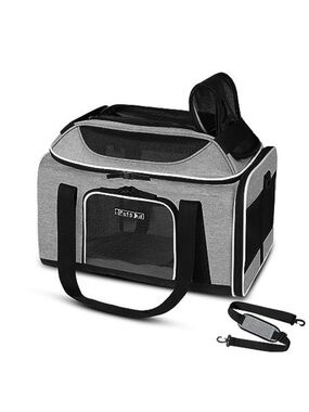 Petskd Grey Top-Expandable Soft-Sided Pet Carrier for Small Cats and Dogs NEW